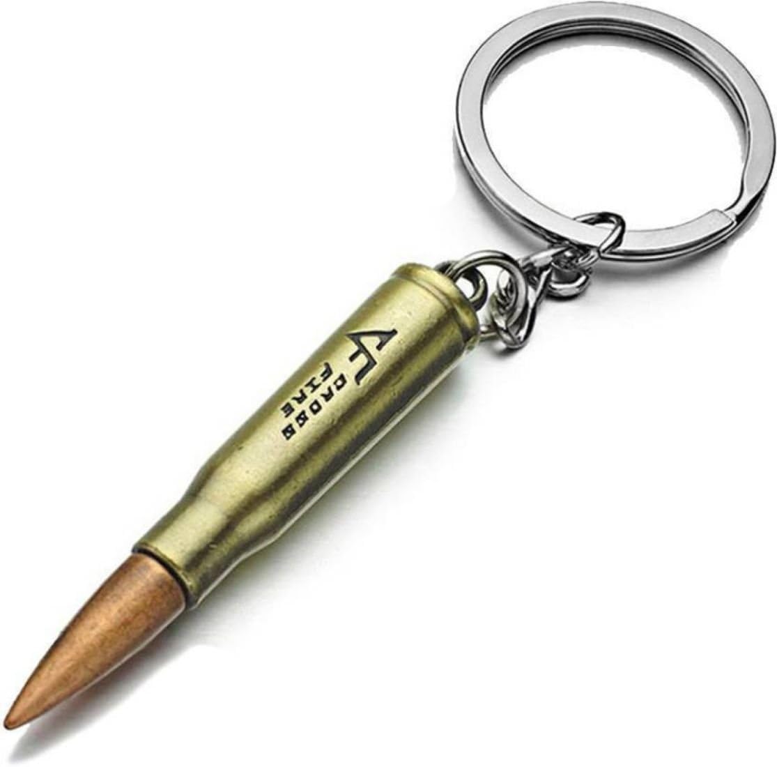 eShop24x7 Big Bullet Steel Cross Fire Round Head Pistol Keychain(Metallic)