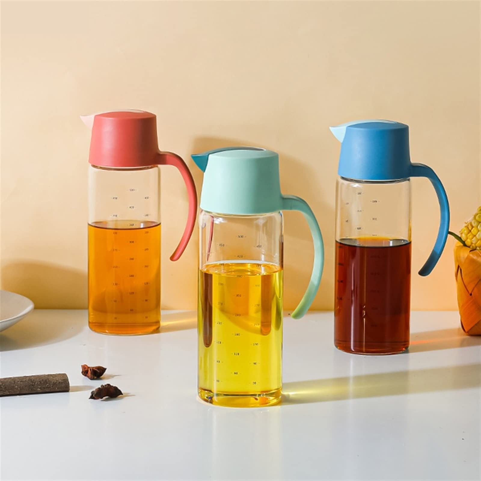 Botellas de Aceite para Cocina, Botella de Vidrio para Aceite, Botella para condimentos, Herramienta para condimentos para el hogar, Lata de Aceite, Lata de vinagre, frascos para Especias de Cocina,