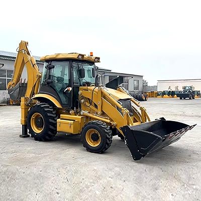 Powerful Compact Backhoe Loader with Heavy-Duty Front Loader and Rear Excavator, Versatile Mini Wheel Loader for Construction, Agriculture, Digging, and Trenching Operations