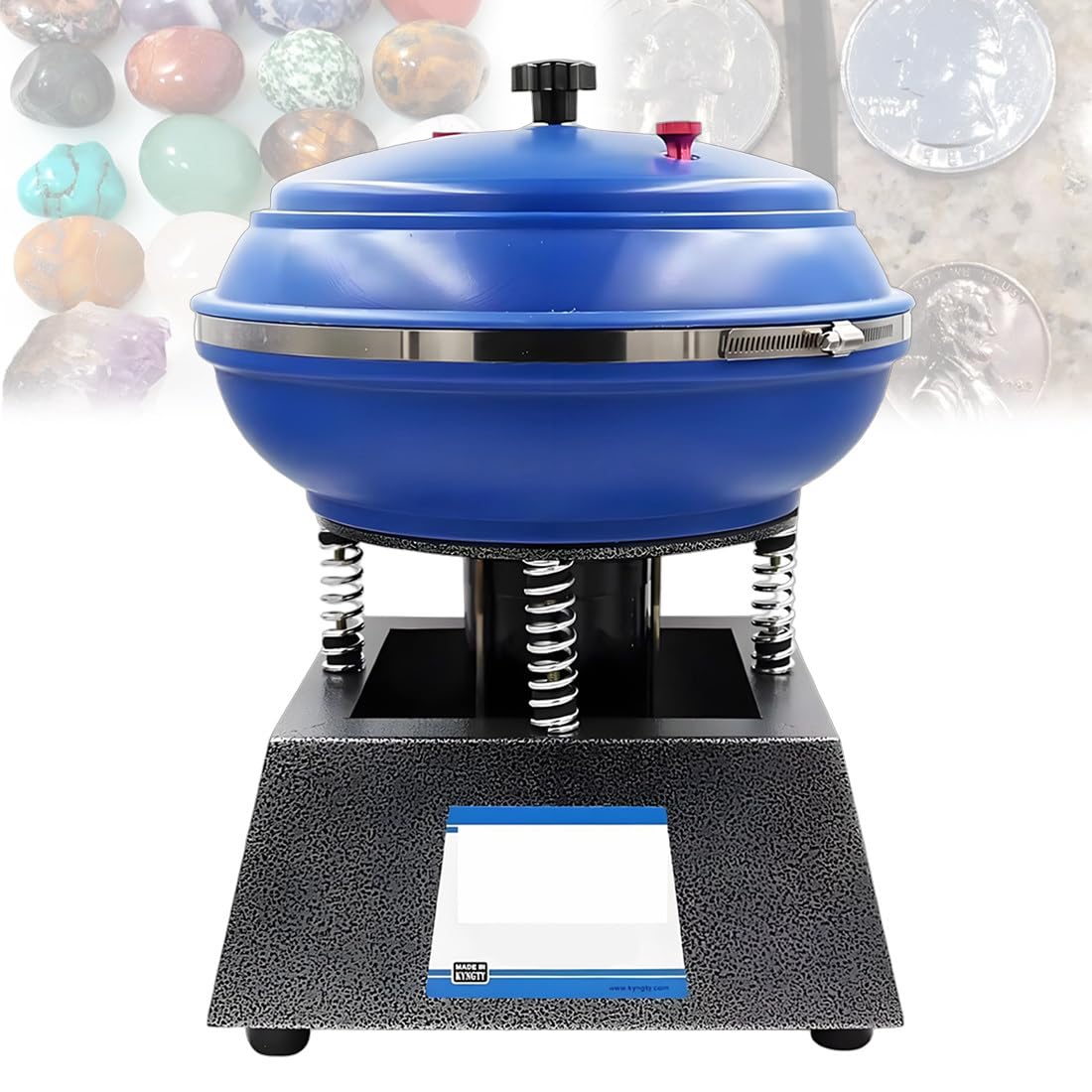 QianCruxtacy Professional Vibrating Rock Tumbler, 6.2L Large Capacity Rubber Roller, Adjustable Vibration Frequency, Support Springs Ensure Even Vibration Distribution Throughout the Machine