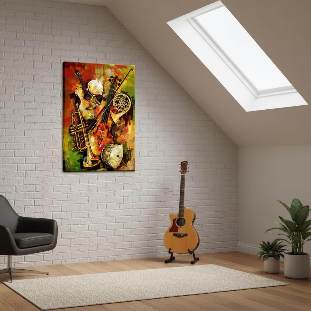 Amazon.com: iHAPPYWALL Vintage Music Canvas Wall Art Abstract