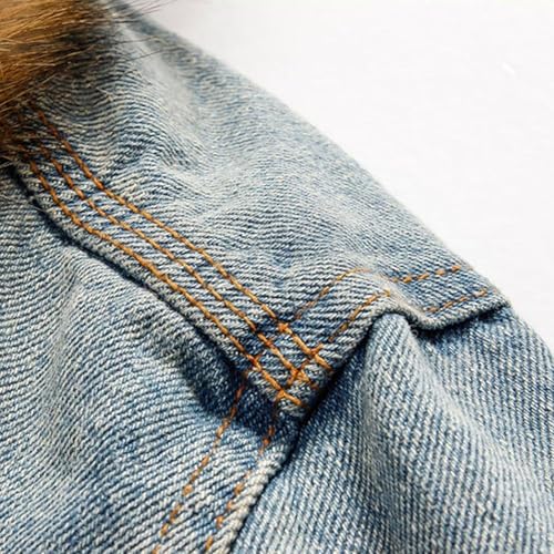 Maiyifu-GJ Men's Sherpa Lined Distressed Denim Jacket Casual Faux Fur Collar Fleece Coat Winter Jeans Trucker Jacket4