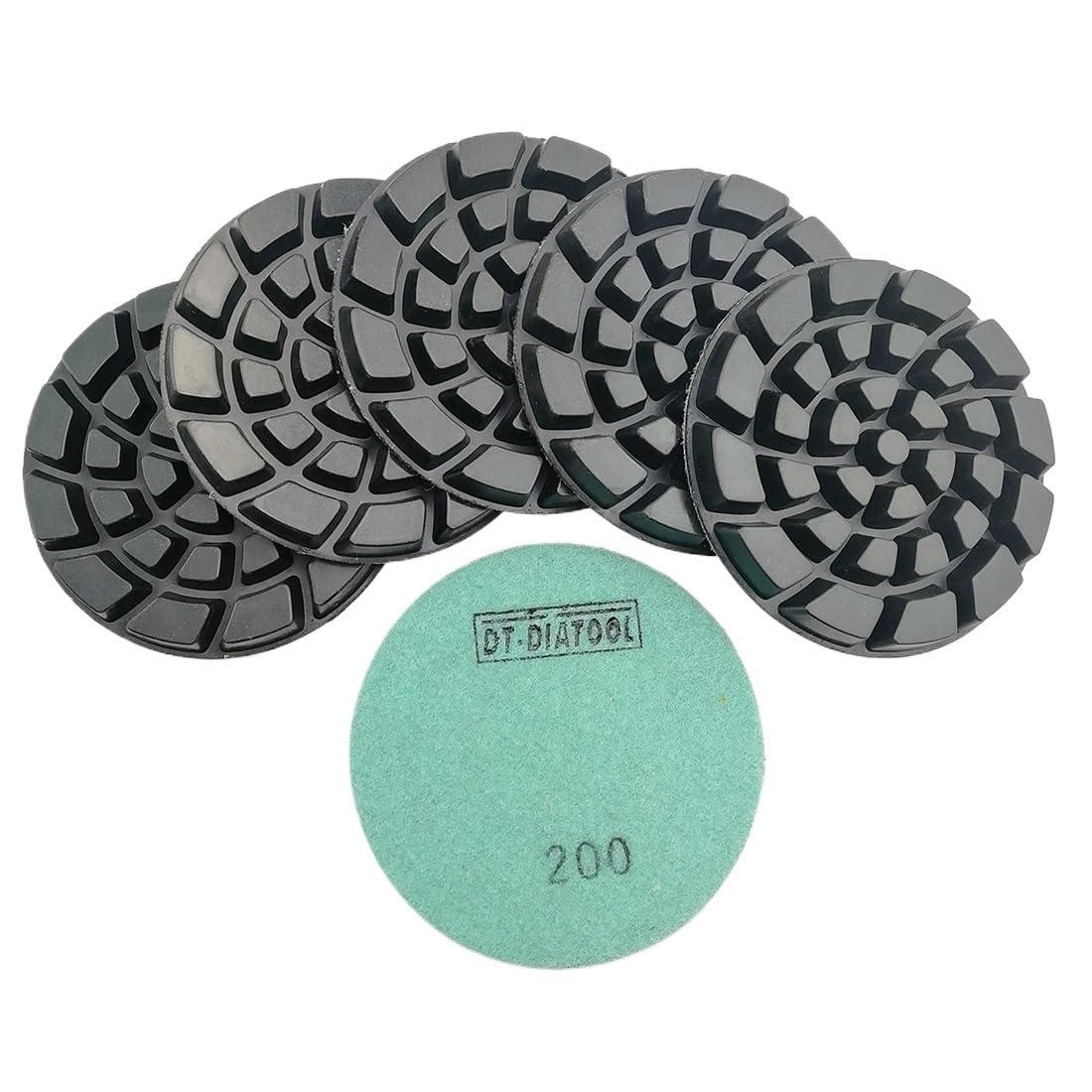 6pcs Dia 100mm/4 Mix Grit Thickened Concrete Polishing Pad Resin Bond Diamond Concrete Sanding Discs Floor Renew Pad(6pcs grit 50)