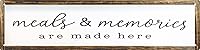 CSWLJS 'Meals and Memories Are Made Here' Rustic Metal Farmhouse Kitchen Sign - 4x16 Inch Wall Decor for Dining Room