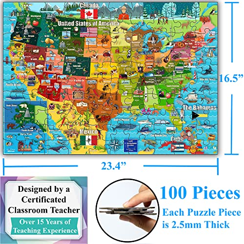 Puzzle Rompecabezas Jigsaw Mapa Colorido de Estados Unidos Think2Master 100 Piezas miniatura 6
