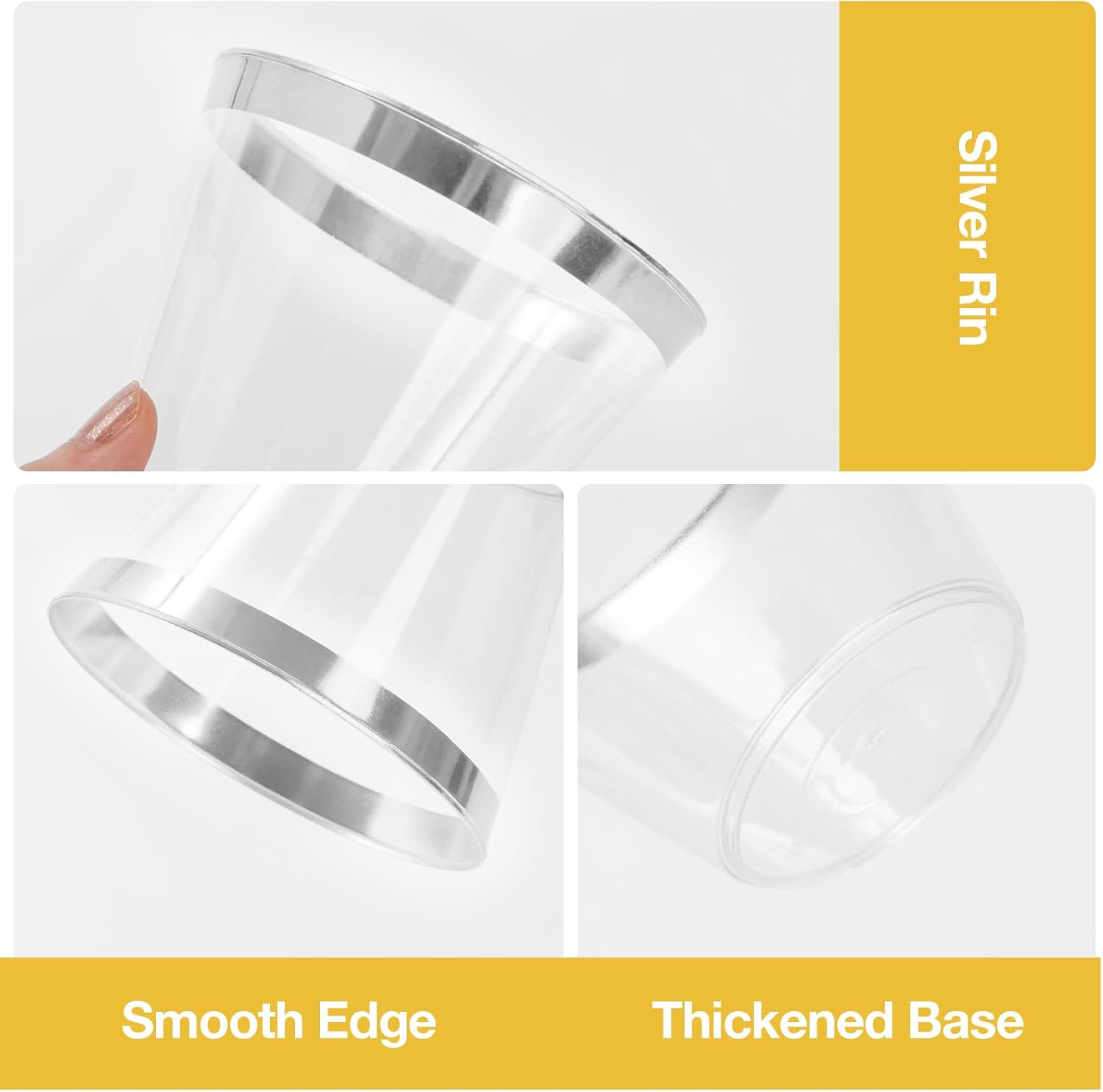 Goodluck 50PCS 9oz Plastic Cups for Party, Disposable Silver Plastic Cups, Cocktail Glasses for Wedding Thanksgiving, Christmas - Image 3