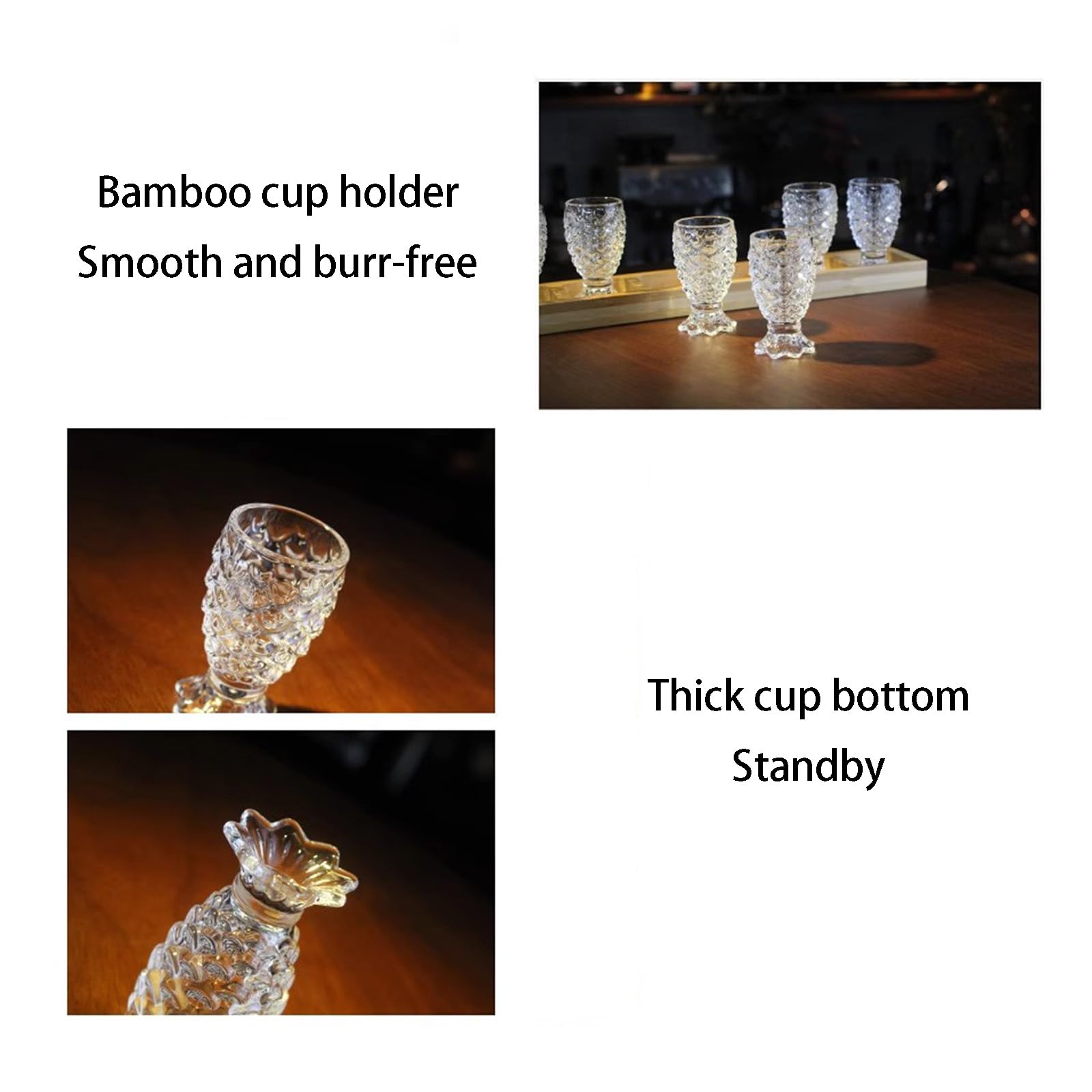 Vasos de chupito pequeños, 6 unidades con bandeja de madera para whisky, tequila, licores y fiestas