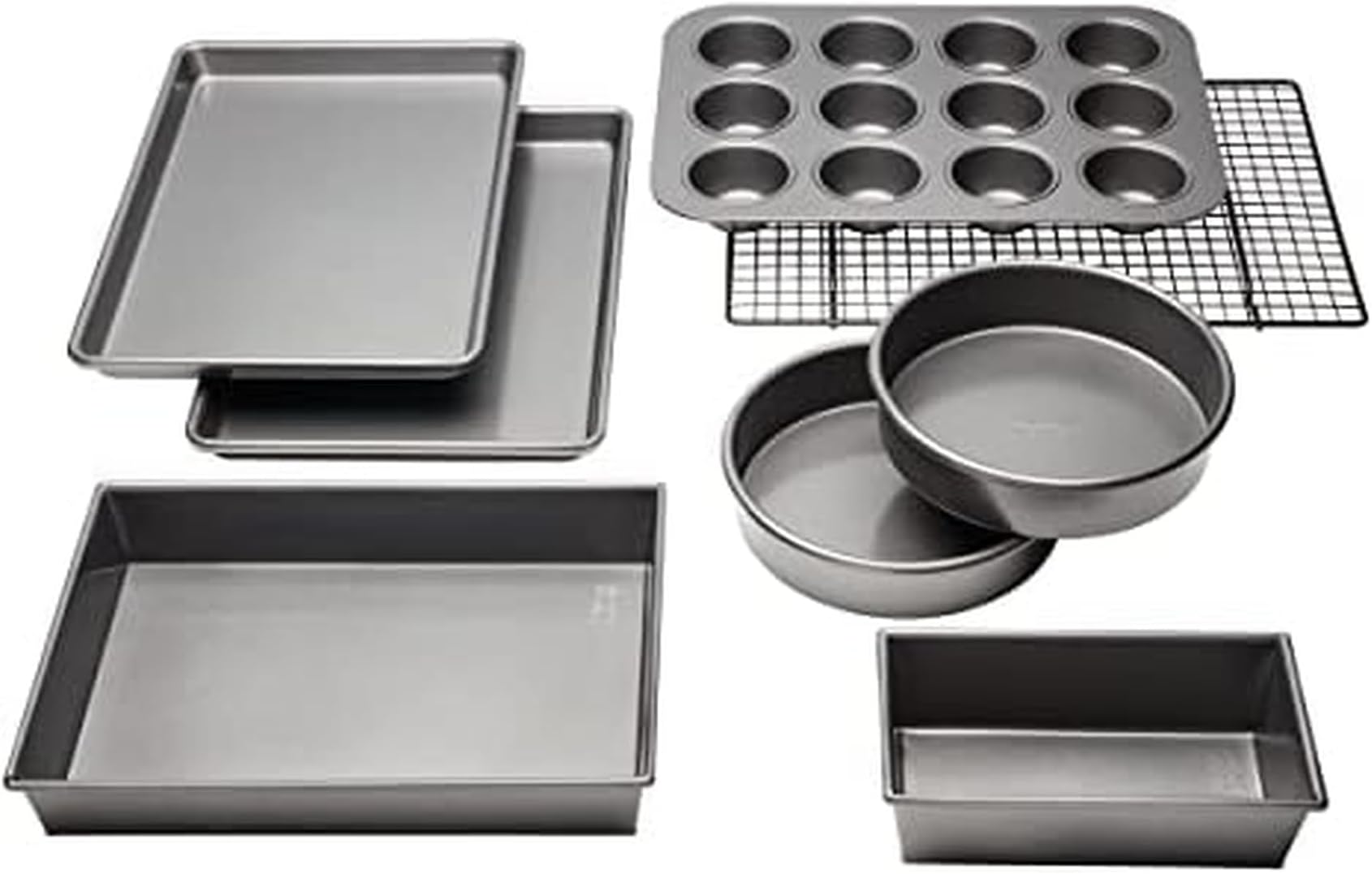 Professional Non-Stick 8-Piece Bakeware Set, Silver