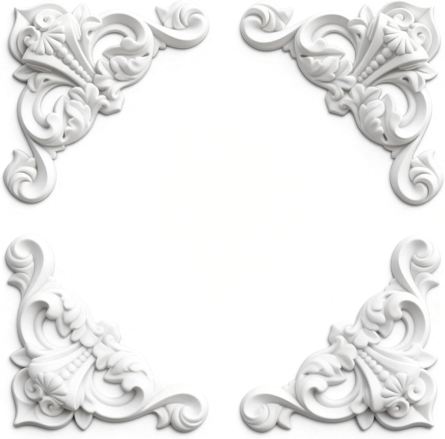 4 Pcs Ceiling Molding Kit, French Style Decorative Panels with Floral Pattern, Peel and Stick Accent Wall Trim for Ceiling, Fireplace, Staircase, Cabinet - Easy DIY Installation (11.4 in A)
