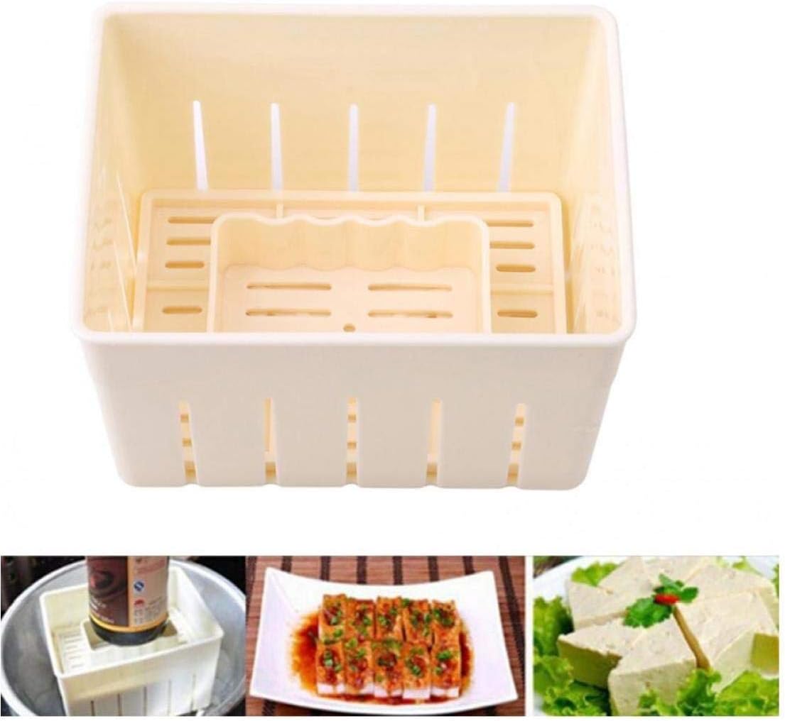 Onsinic 1Pcs DIY Plastic Tofu Press Mould Soybean Curd Tofu Making Mold with Cheese Cloth Kitchen Cooking Tool Set Homemade Tofu Mold