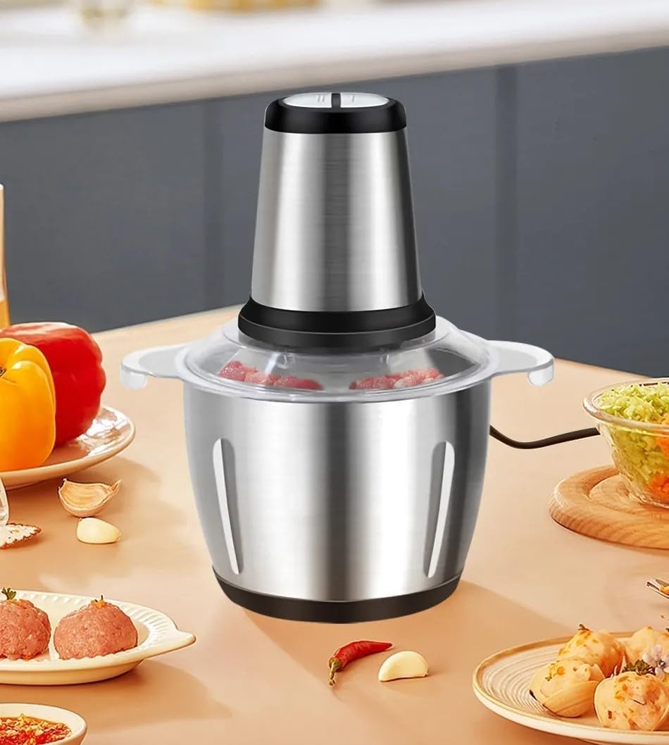 Cpixen 2 Litre Electric Meat Grinder with Bowl – 2 Speeds Control Stainless Steel Heavy Vegetable, Onion, Garlic, Meat Mixer Chopper for Kitchen Use Mincer (Silver, Pack of 1)-image-42