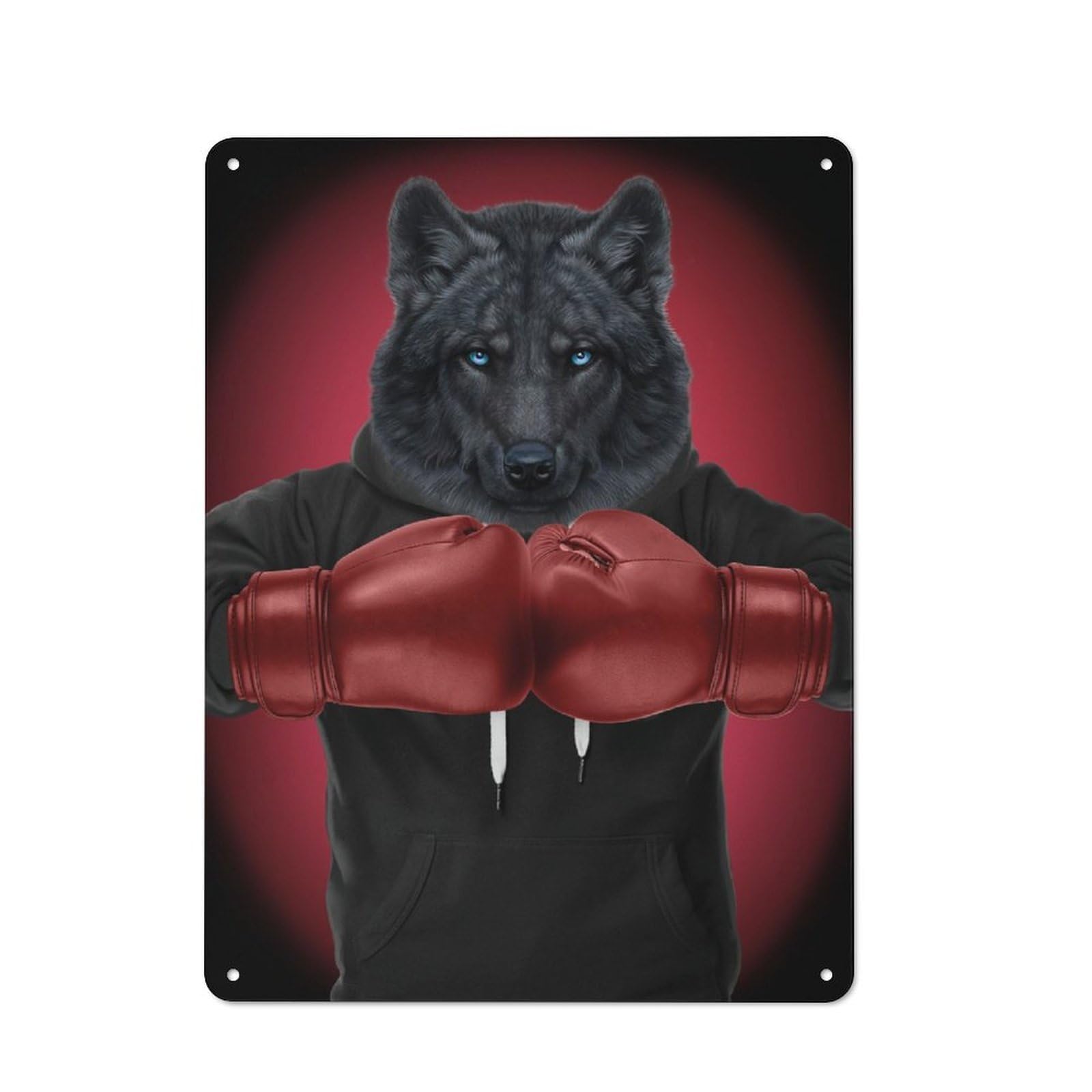 Classic Metal Plaque 40x30cm Featuring Boxer Black Wolf, Bistro Wall Plaque for Kitchen, Cafe, Pantry Or Dining Room