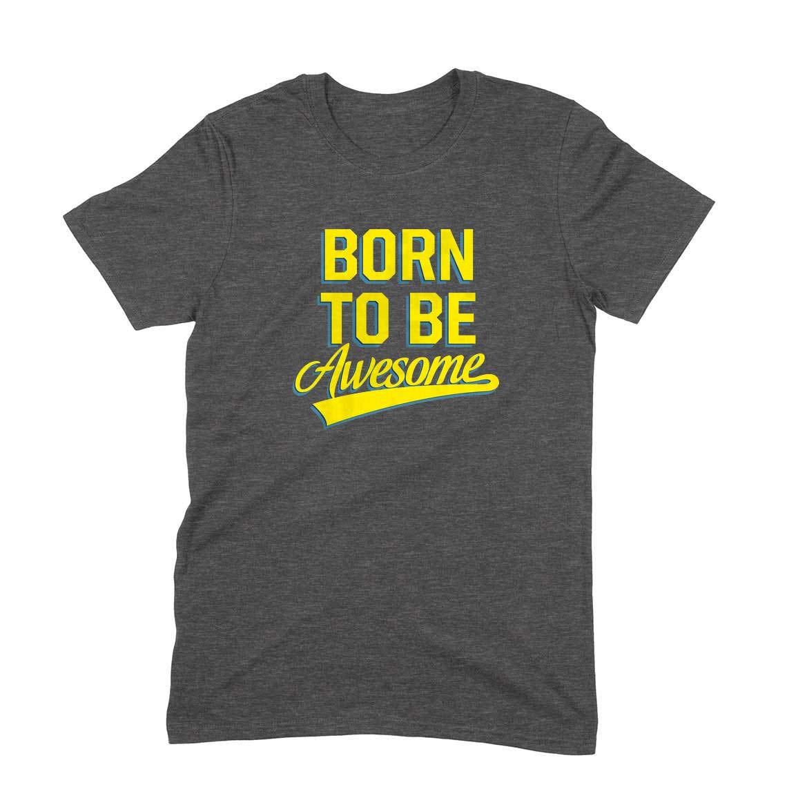 HopeGiftsMen's Cotton Round Neck Christian T-Shirt/Born to be awesome/Charcoal Grey/Short Sleeve