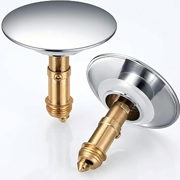 2 Pcs Brass Push-In Sink Plug, 36-39mm, 67mm Chrome