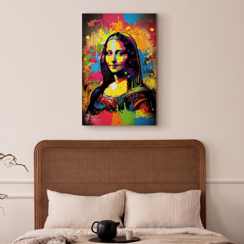 murando - Quadro Moderno Soggiorno, Verticale AI Pop Monna Lisa, 80x120 cm | Chiodi Inclusi, 1 Pezzo, Stampa su Tela, Murale Arte, Resistenti Allo Sbiadimento, Produzione Europea