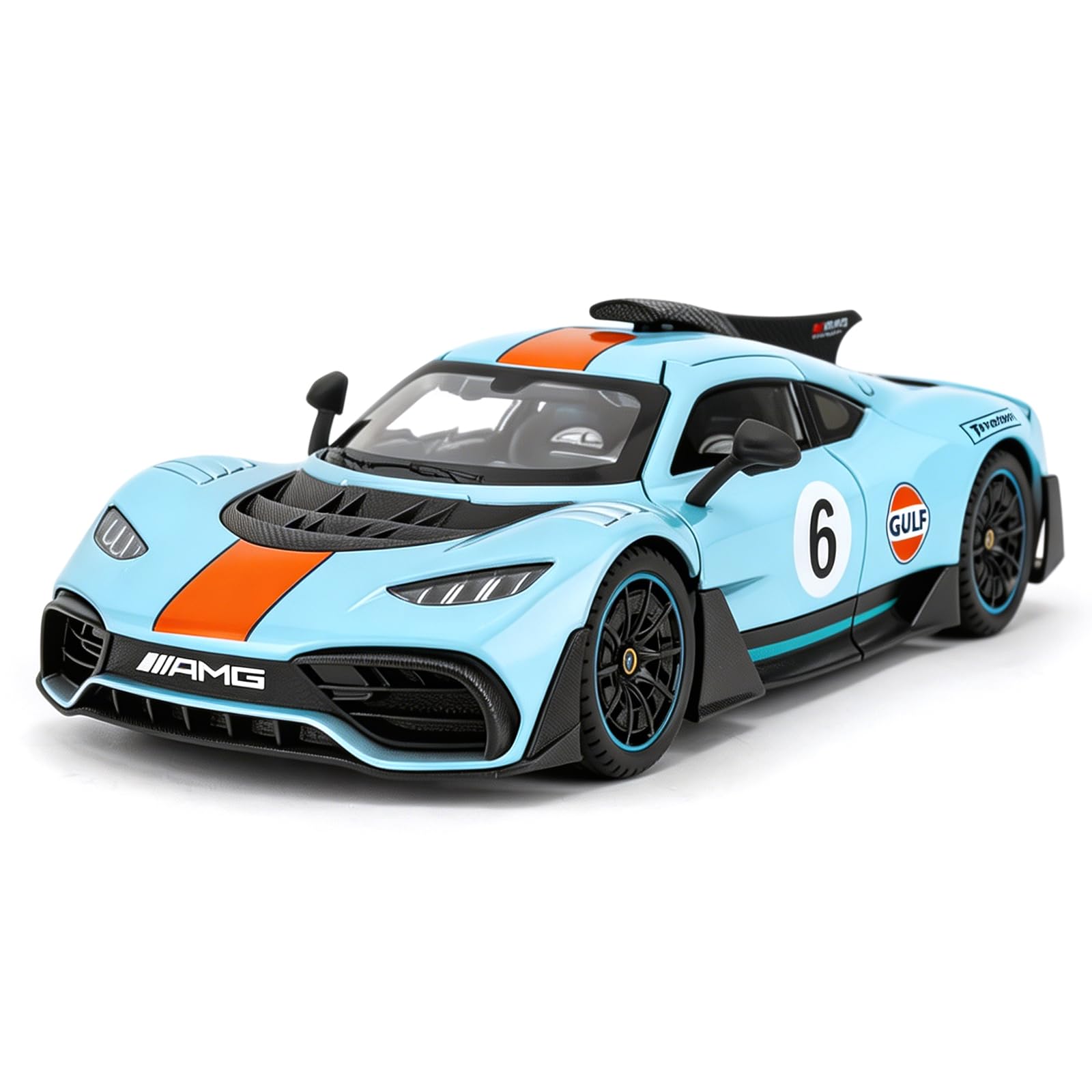 BGHSCA 1/32 Scale AMG ONE Diecast Cars Models, Pull Back Alloy Toy Cars with Sound and Light, Collectible Gulf Blue Model Vehicles Toy for Kids and Adults Birthday Gift