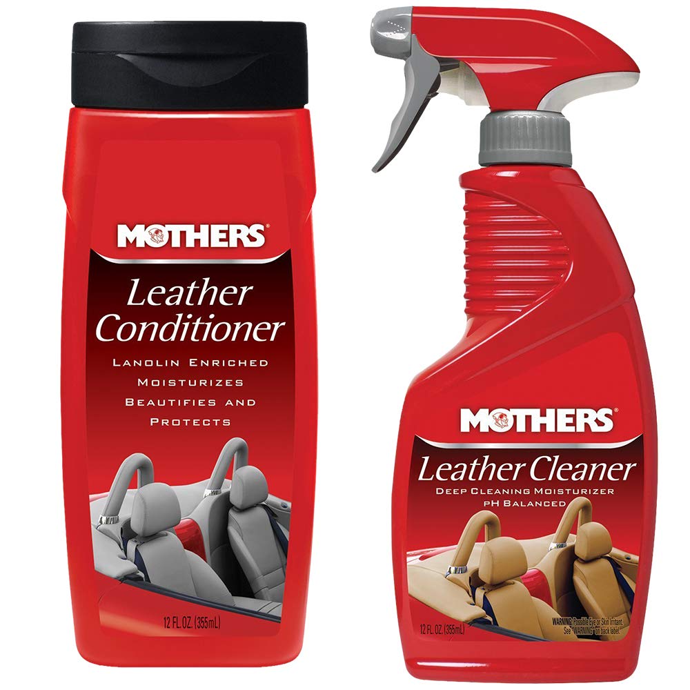 Mothers 06312 Leather Cleaner + 06412 Leather Conditioner Leather Care Cleaning Kit