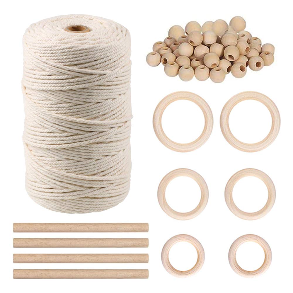 Buy Macrame Cord Kit 220 Yards 3mm Macrame Supplies Natural Macrame Rope, Macrame Beads
