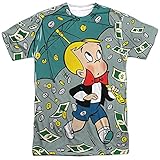 Trevco Men's Richie Rich Double Sided Print Sublimated T-Shirt, Rain White, Medium