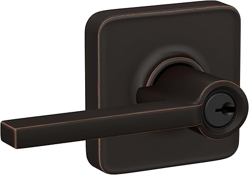 Miniatura 254 de Schlage Latitude F10 LAT 622 CEN Manija de paso con roseta Century, para pasillo y armario, negro mate Mate negro