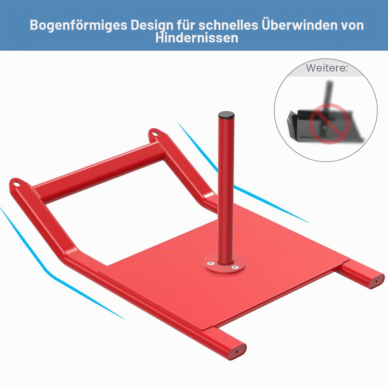 BeneLabel Gewichtsschlitten, Fitness Schlitten Teppich Gras Trainingsschlitten Indoor Outdoor Sportliche Schlitten für Geschwindigkeit Krafttraining mit Widerstand Gurtzeug & Seil, Rot
