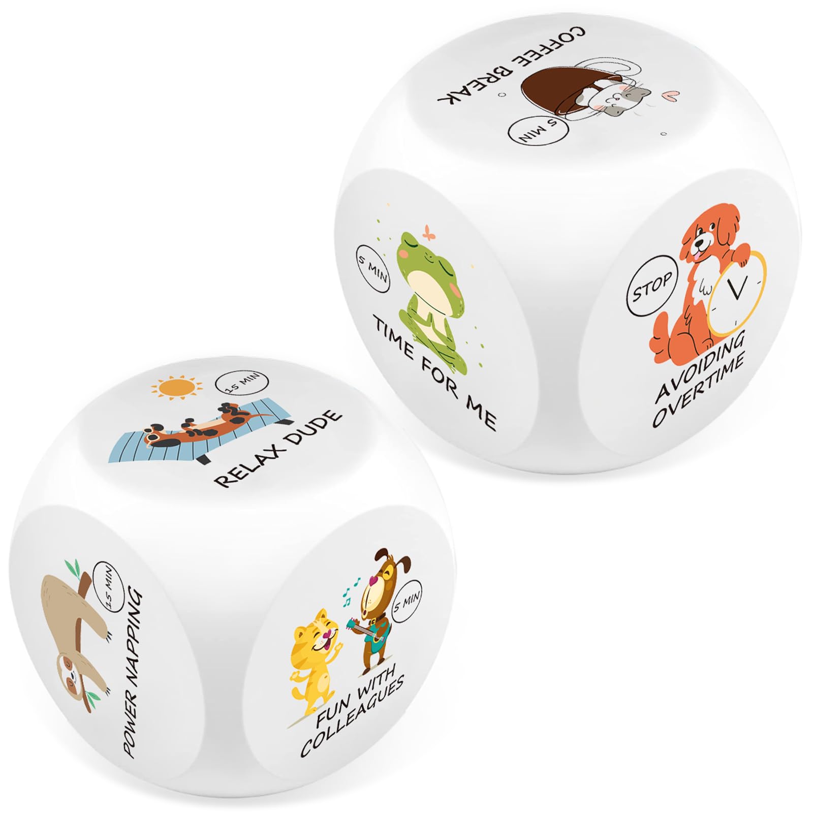 Ainiv 2 Pack Anti Stress Cube with 6 Funny Actions for Stress Relief, PU Foam Anti Stress Toy Gift for Office Colleagues Students Friends-Animal Pattern