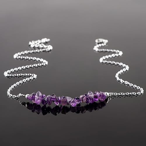 Miniatura 5 de Gempires Purple Amethyst Crystal Necklace February Birthstone Gifts Hypoallergenic 18 Inch Silver Plated Jewelry For Women