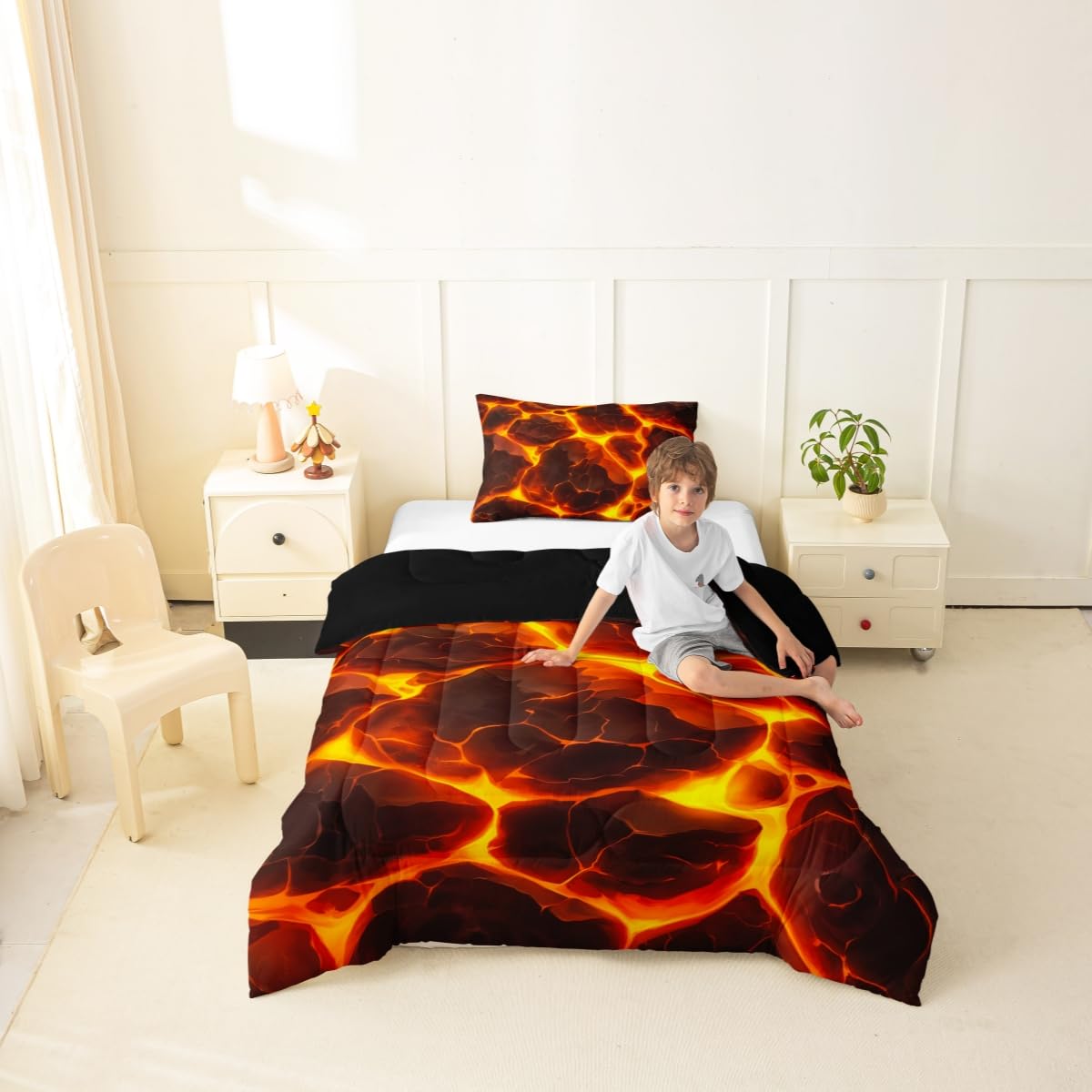 Art abstrait géométrique sur cette parure de lit flammes toutes saisons