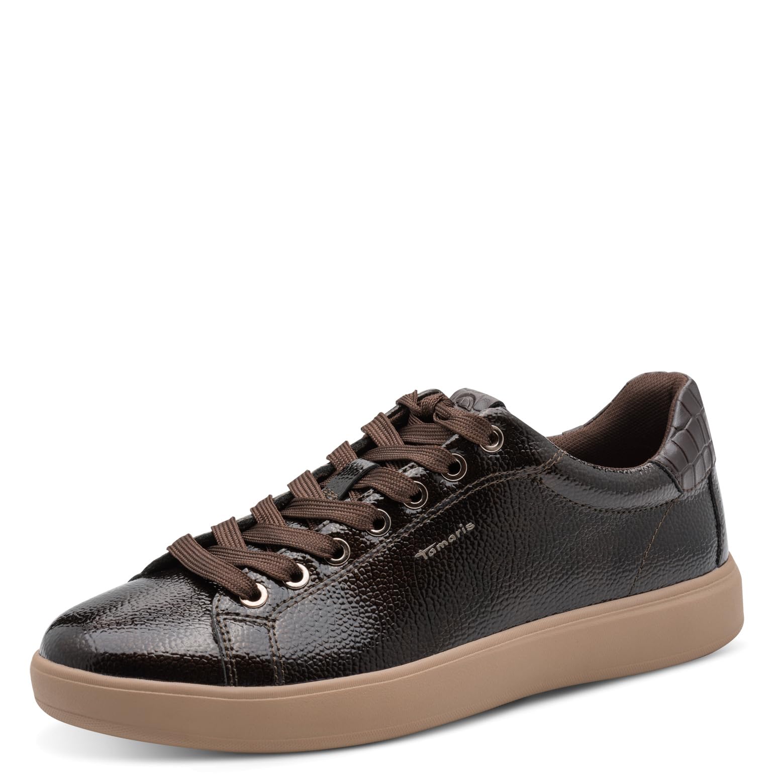 Tamaris Women's Low Flat Trainers, Brown (Mocha Patent), 37