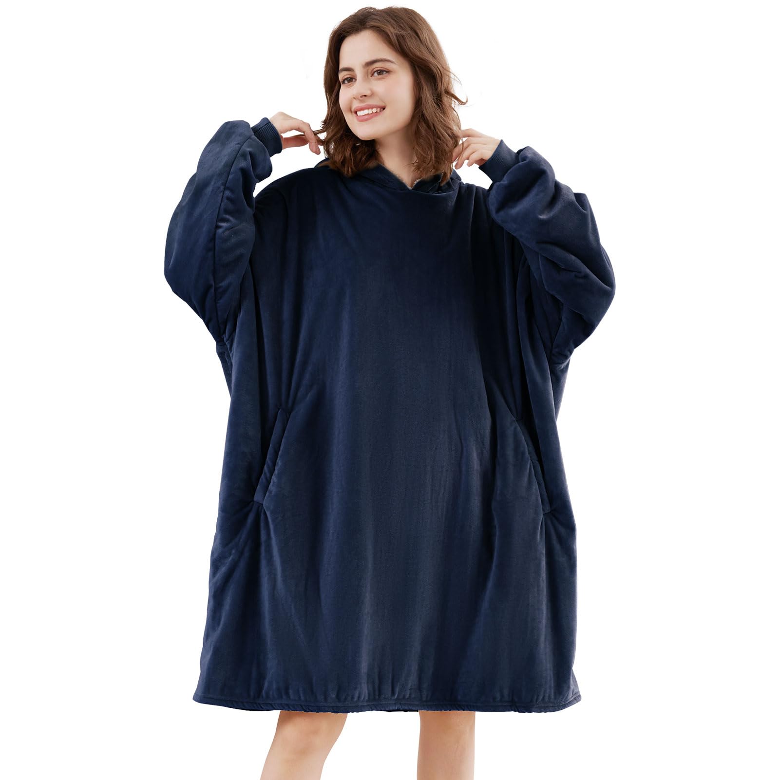 LetsFunny Blanket Hoodie,Oversized Wearable Sherpa Fleece Blanket Sweatshirt,Super Soft Warm Cozy with Giant Pocket,Gifts for Women Men Adults Teenagers Kids, One Size Fits All