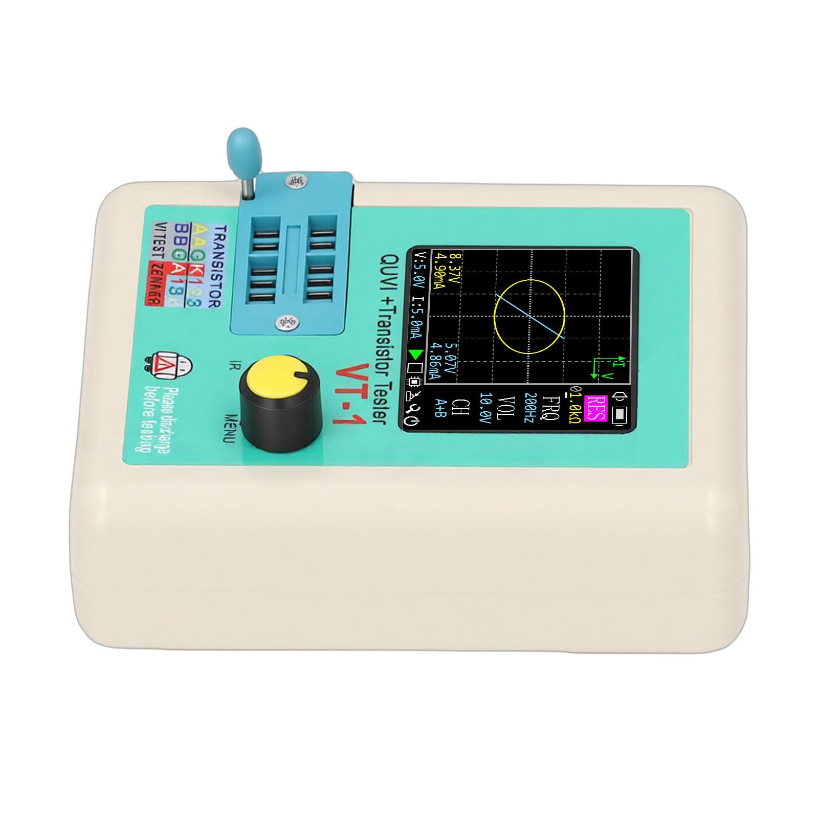 LiebeWH Probador de Transistores de Curva VI Probador de Componentes Electrónico con Resolución de 0,1 V 10-9000 Hz Frecuencia VI Análisis Prueba de Transistores Decodificador