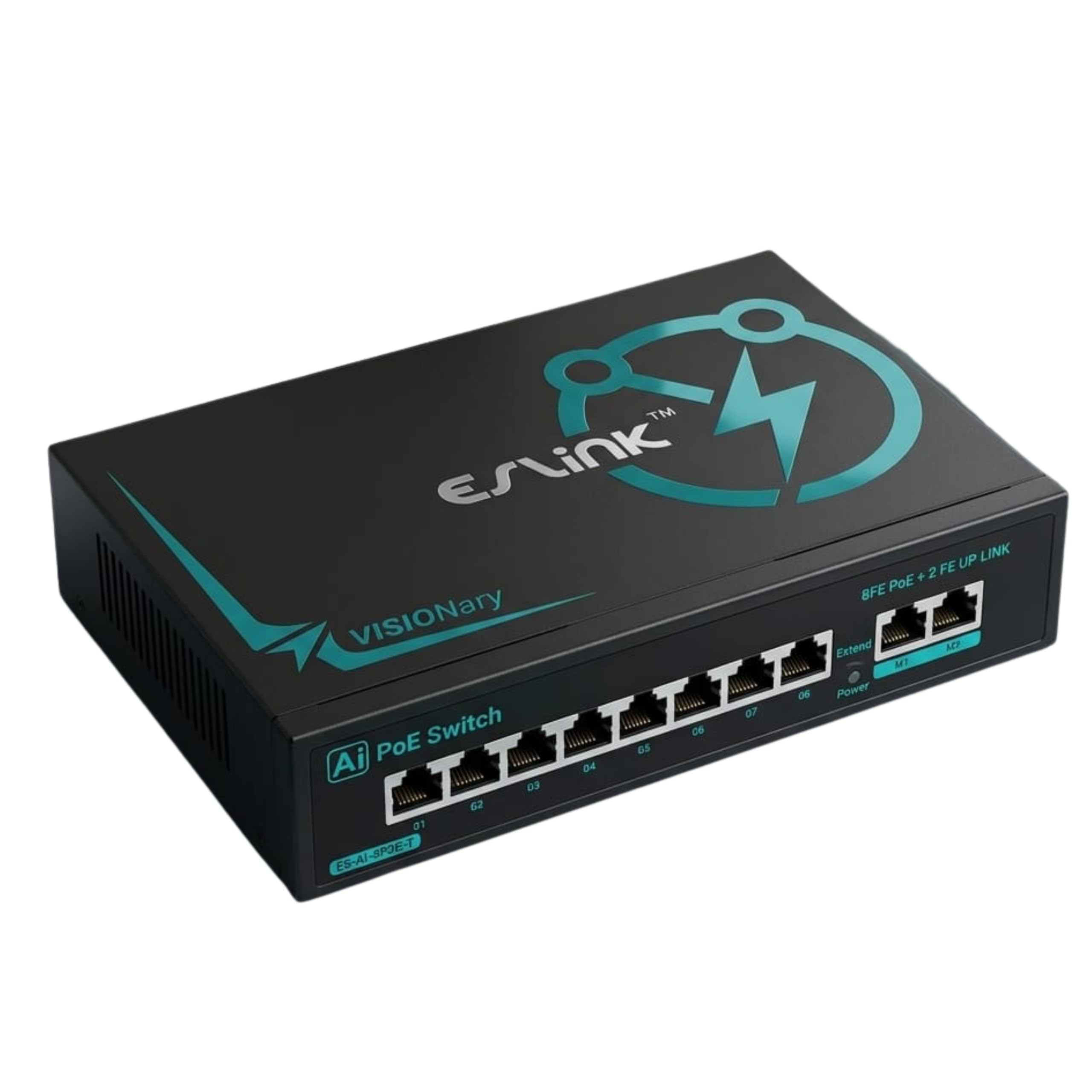 ESLink AI 8 Port PoE Switch with 2 Uplink Ports - 10/100Mbps Fast Ethernet - IEEE 802.3af/at PoE - AI Extend Mode - Plug & Play - Metal Housing-image-43