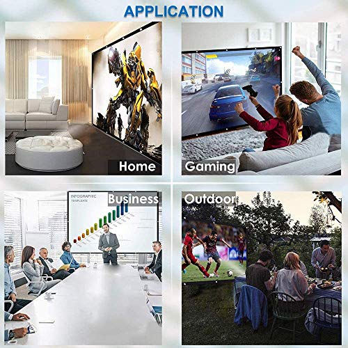 WOWOTO 120 inch Projection Screen 16:9 HD Foldable Anti-Crease Portable Projector Movies Screen for Home Theater Outdoor Indoor Support Double Sided Projection