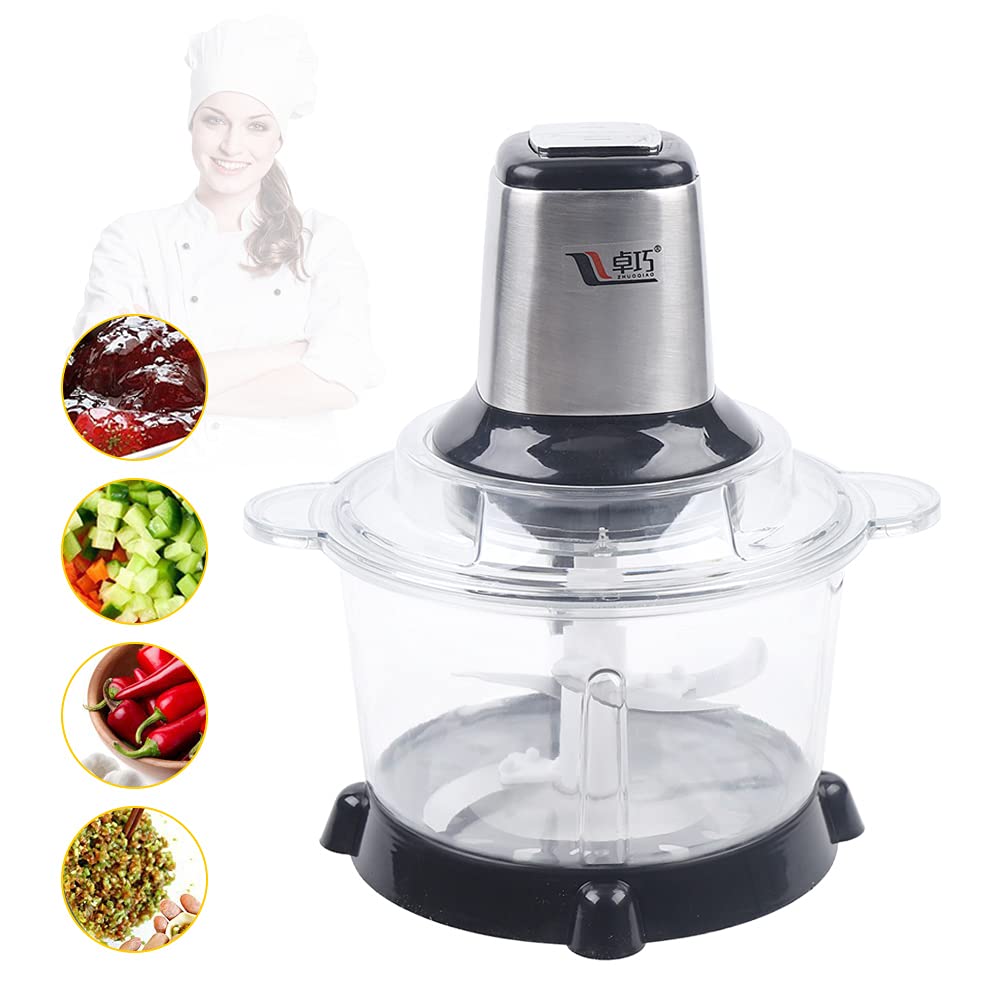 Tritatutto elettrico multifunzione da 5 l, con lame in acciaio inox, grande volume e tritatutto per frutta e verdura, motore da 300 W per utensili da cucina veloci con coperchio di sicurezza