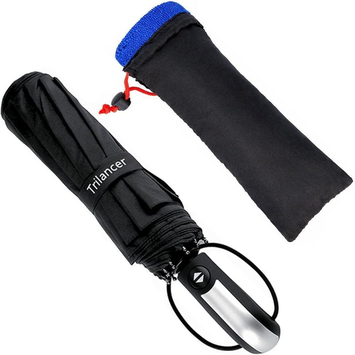 Trilancer Travel Umbrella, 10 Ribs Finest Windproof Umbrella with Teflon Coating
