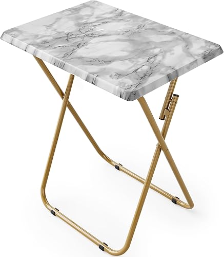 Miniatura 8 de HUANUO Mesa plegable para TV, mesa estable sin necesidad de montaje, bandeja de TV para comer, mesas plegables para aperitivos para cama y sofá