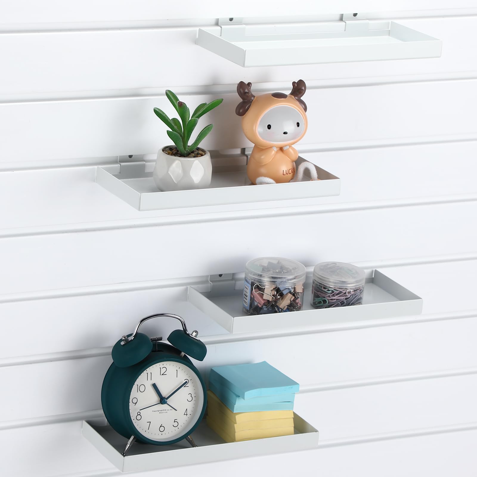 Blulu 4 Pack 10 x 4.3 Inch Slatwall Shelves, Retail Display Shelves Panel Metal Boutique Display Slat Wall Shelf Accessories for Home Shoe Stores