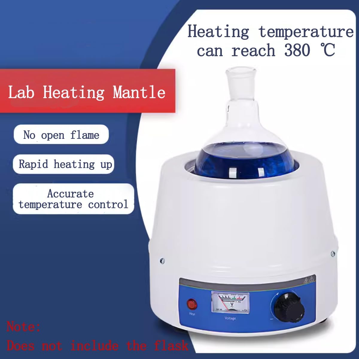 Mantello riscaldante da laboratorio, 2000 ml, riscaldatore elettrico termostatico per fiaschette a fondo rotondo, giacca riscaldante scientifica con controllo preciso della temperatura fino a 380 °C