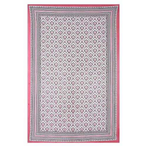 Image of Texstylers Table Cloth | Table Cloth for 6 Seater Dining Table| Dining Table Cover 6 Seater | Table Cover 6 Seater | Dining Table Cover | Rectangle, Cotton,150 cm X 225 cm (Pink)