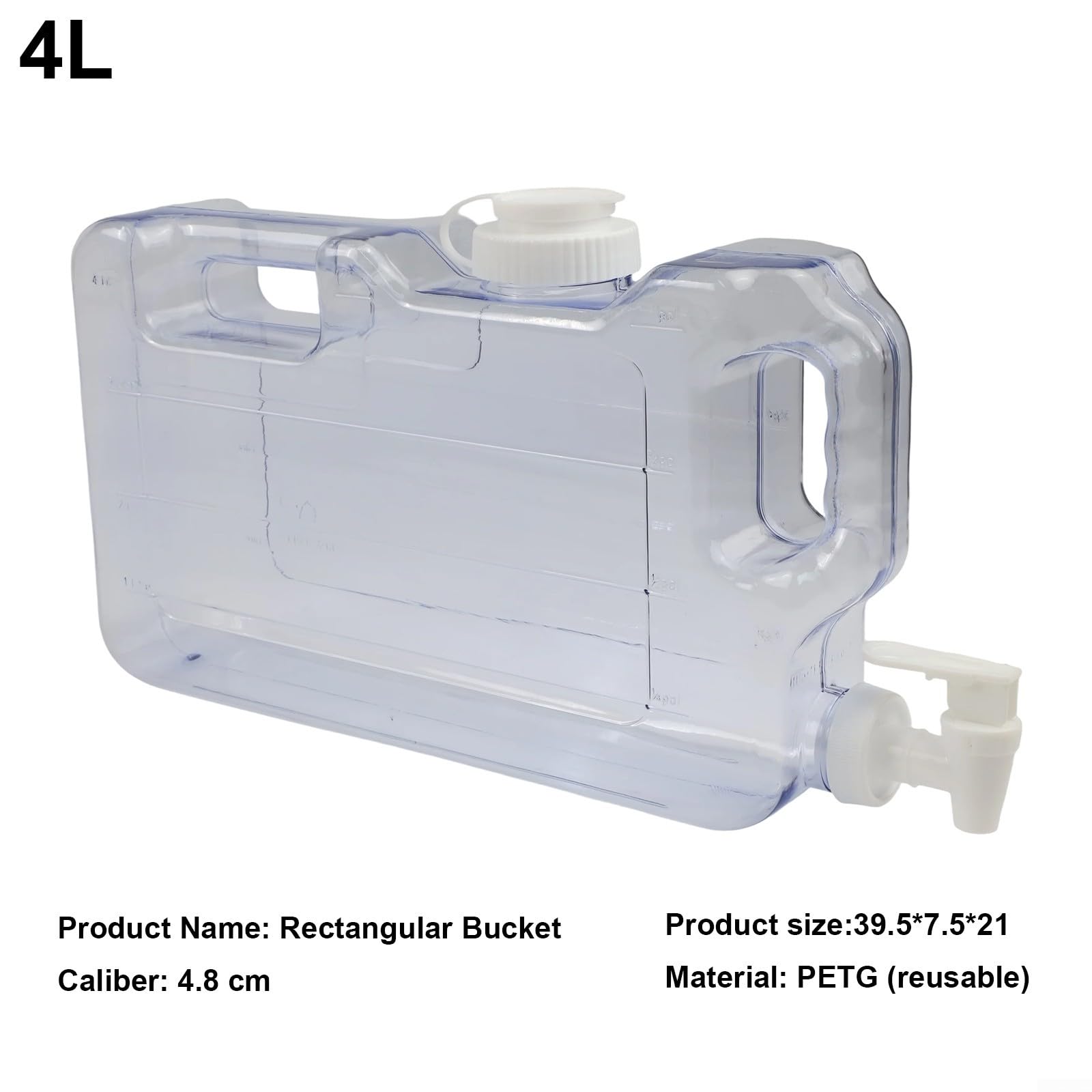 Dispensador de agua potable de plástico, 3-7,5 L, reutilizable con grifo para frigorífico, azul transparente (4L)
