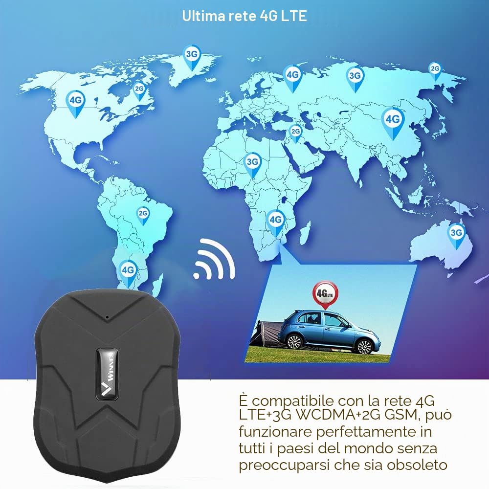 4G Localizzatore GPS per Auto/Camion/Moto GPS Tracker Tracciatore di Posizione in Tempo Reale, Magnete forte e impermeabile, APP con Geo-fence Alarm e allarme antifurto