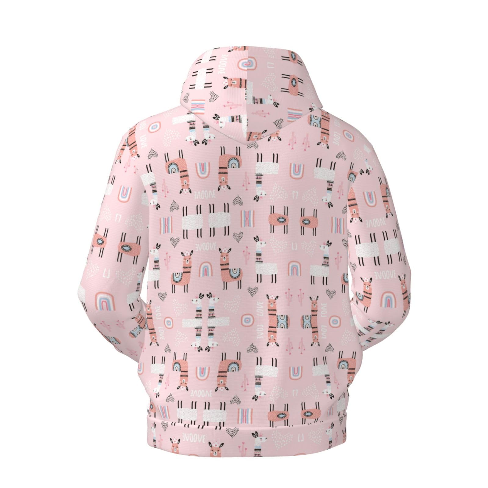 Męska lama. Bluza z kapturem z nadrukiem, casualowa grafika z nadrukiem bluzy z kapturem z kieszenią