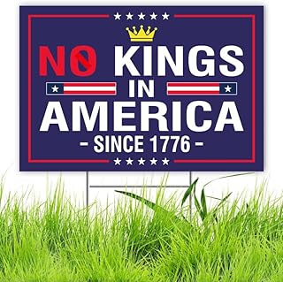 No Kings In America Yard Sign Resist Hate Save Democracy Anti Trump Lawn Sign Double Sided Corrugated Plastic Outdoor Weatherproof Signs With H Stake 18x12 Inch