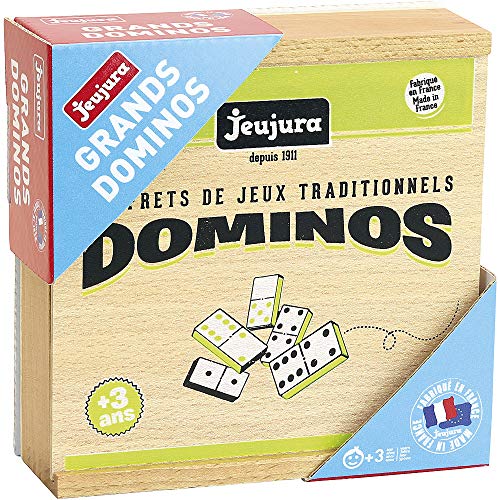 Jeujura - 8141- Jeux de Société-Jeu de Grands Dominos en Bois - Coffret en Bois