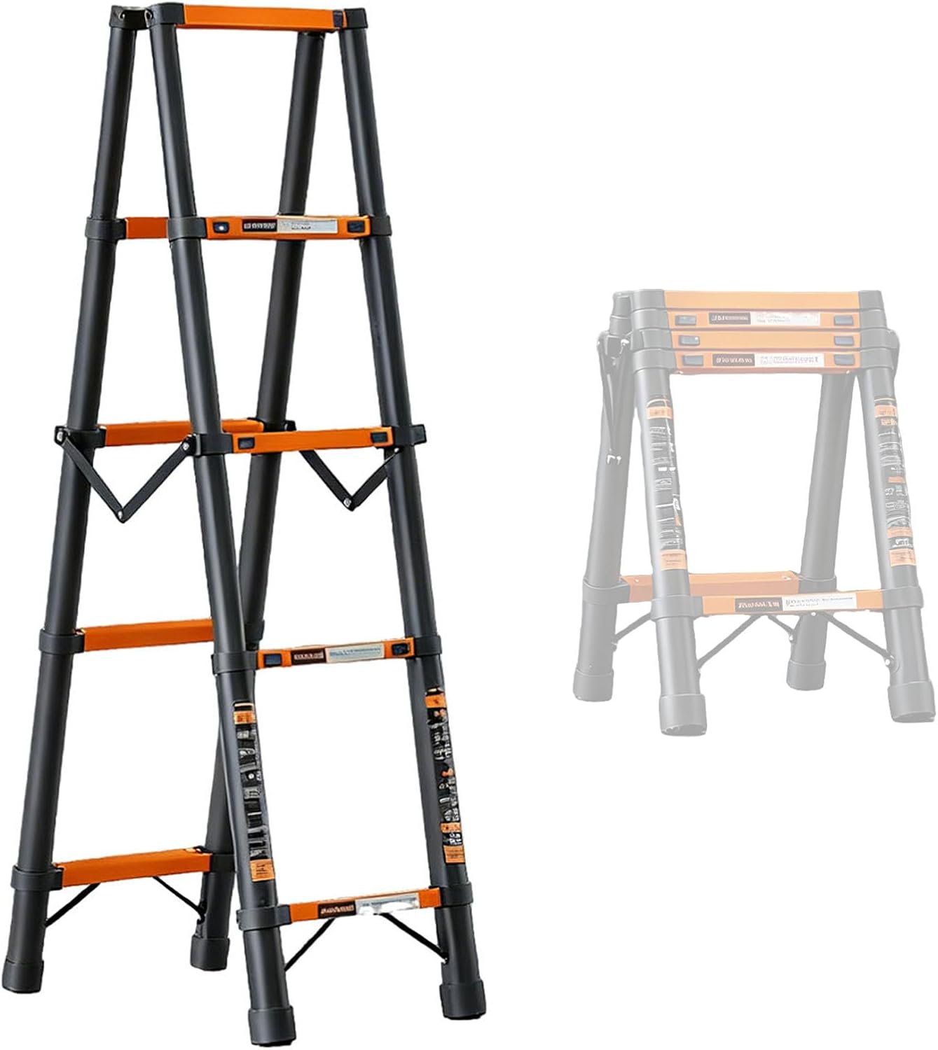Multi-Purpose Folding Ladder, A Frame Adjustable Telescoping Reach Height Heavy Duty Extension 330 lbs Capacity for Household Outdoor Work AType 1.4m