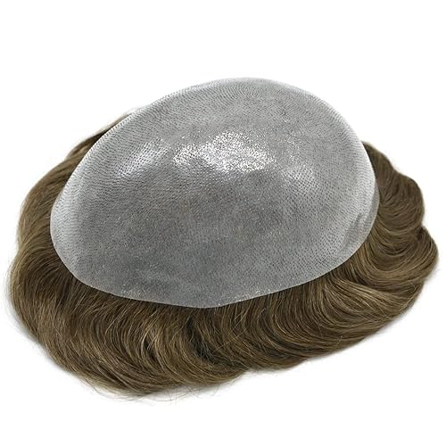 Miniatura 4 de Toupee - Pieza de cabello humano real para hombres, sistema de reemplazo de cabello de piel de polietileno para hombres, piezas de cabello V-loop