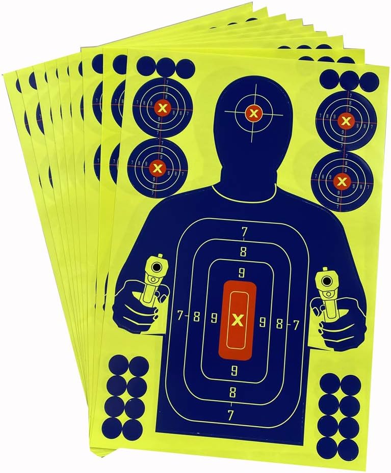 Splatterburst Reactive Shooting Targets 12x18 Inch High-Contrast Gun Range Targets for Rifle Handgun Practice, 30-Pack Adhesive Paper Combo for Outdoor Indoor Training