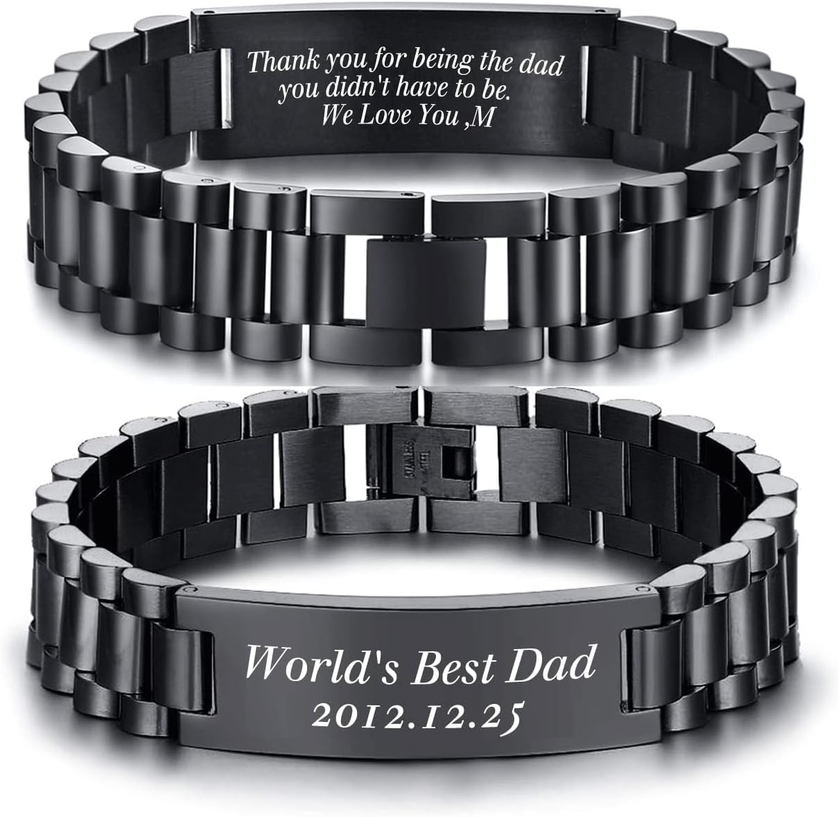 VNOX Bracelet for Men Daddy Husband Boyfriend - Custom Stainless Steel Link Bracelets, Engraved Gifts, Personalised Black DAD Link Chain Gift For Birthday Anniversary Fathers Day