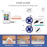 Vista 2 de LANBON Interruptor de tira de luz inteligente LCD con tira de luces LED de 32.8 pies, interruptor de pantalla táctil WiFi compatible con tira de luz