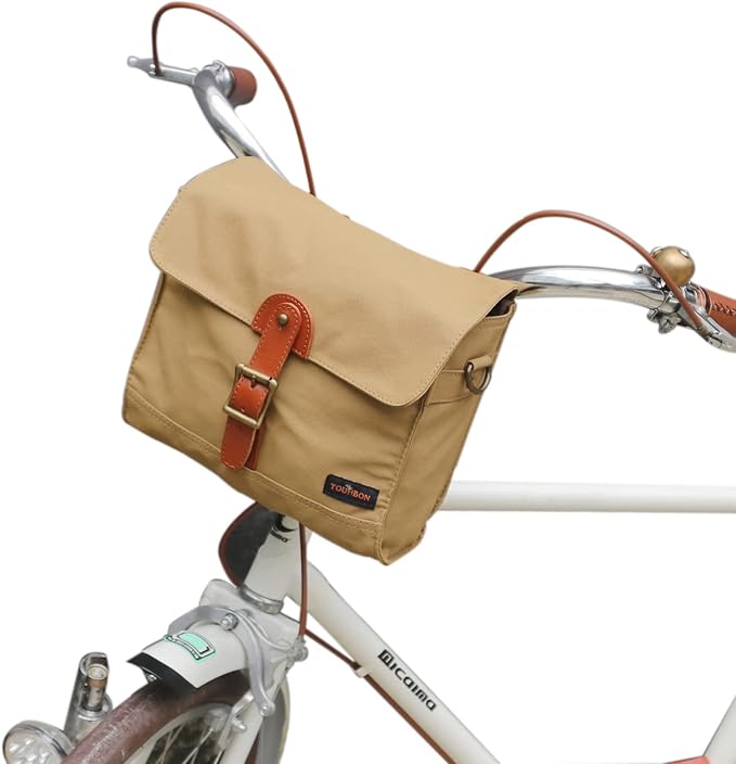 Tourbn TOURBON Canvas and Leather Bike Handlebar Pannier Bicycle Seat